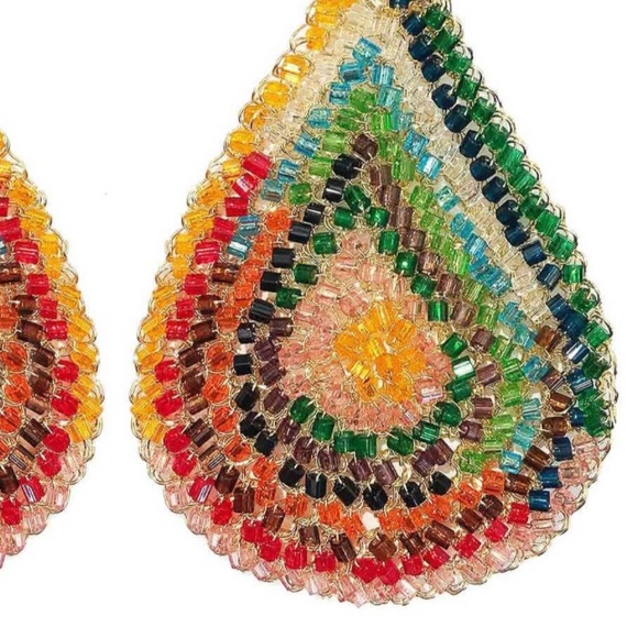 Multicolored Rainbow Crochet Tear Drop Earrings - Picture 3 of 4